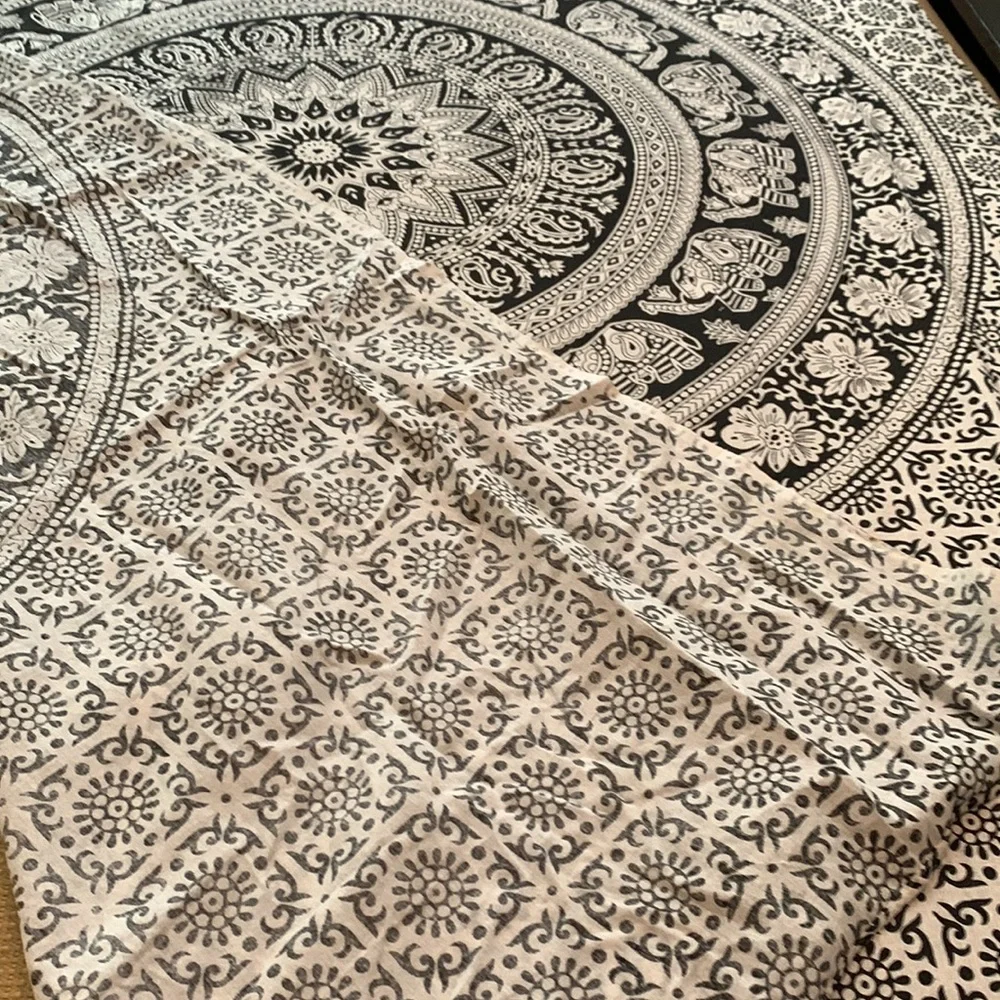 Handmade Black and White Elephant Tapestry made in India. 80” X 52”
